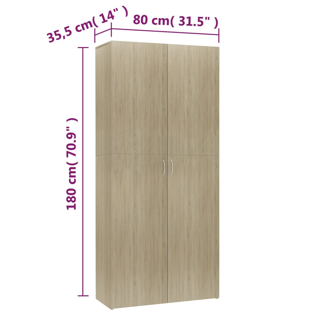 vidaXL Παπουτσοθήκη Sonoma Δρυς 80 x 35,5 x 180 εκ. από Επεξ. Ξύλο