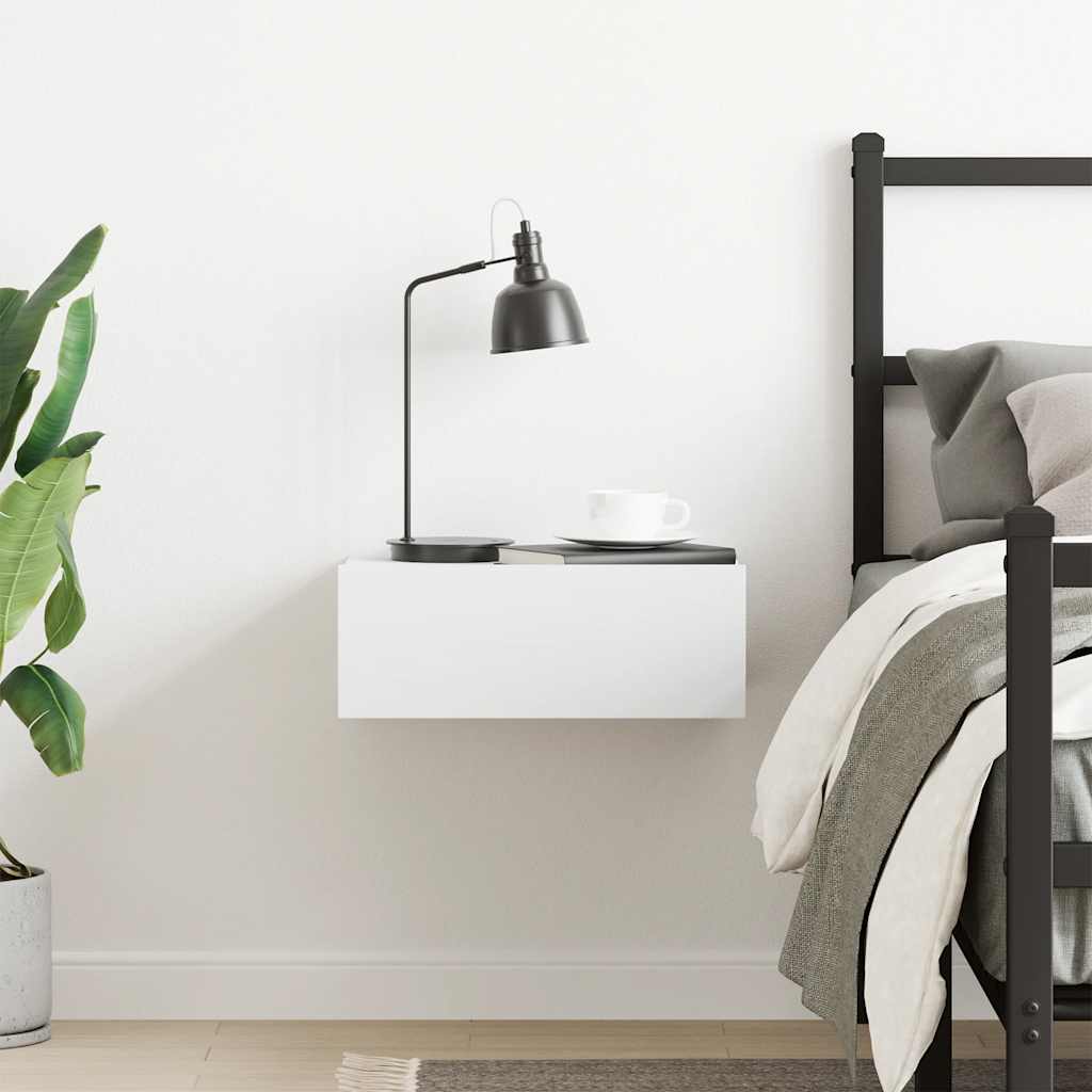 vidaXL Κομοδίνο Κρεμαστό Λευκό 40 x 30 x 15 εκ. από Επεξεργασμένο Ξύλο