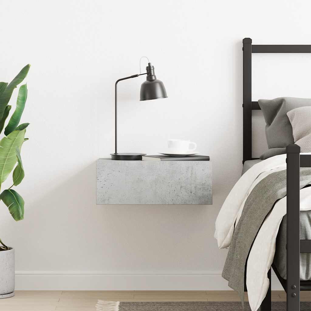 vidaXL Κομοδίνο Κρεμαστό Γκρι Σκυροδέματος 40x30x15 εκ. από Επεξ. Ξύλο