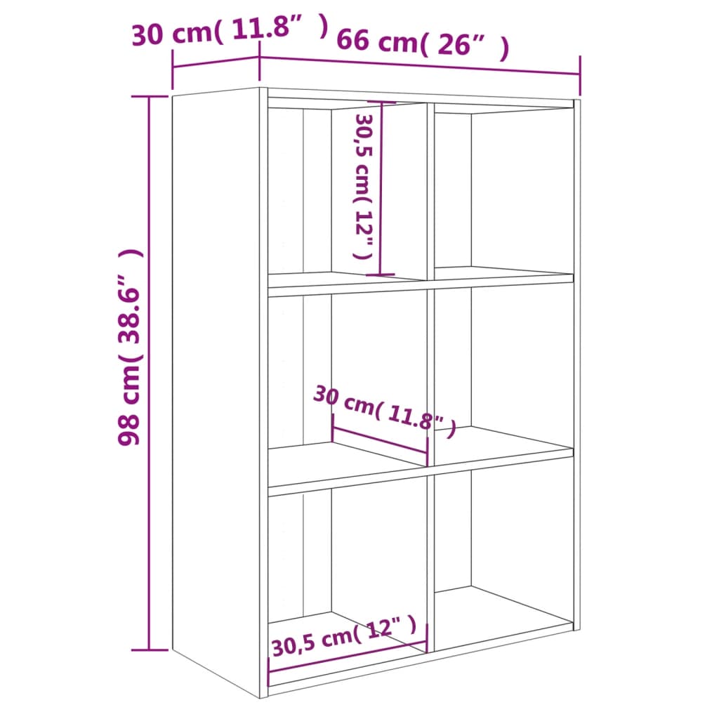 vidaXL Ραφιέρα / Βιβλιοθήκη Μαύρη 66x30x98 εκ. από Επεξεργασμένο Ξύλο