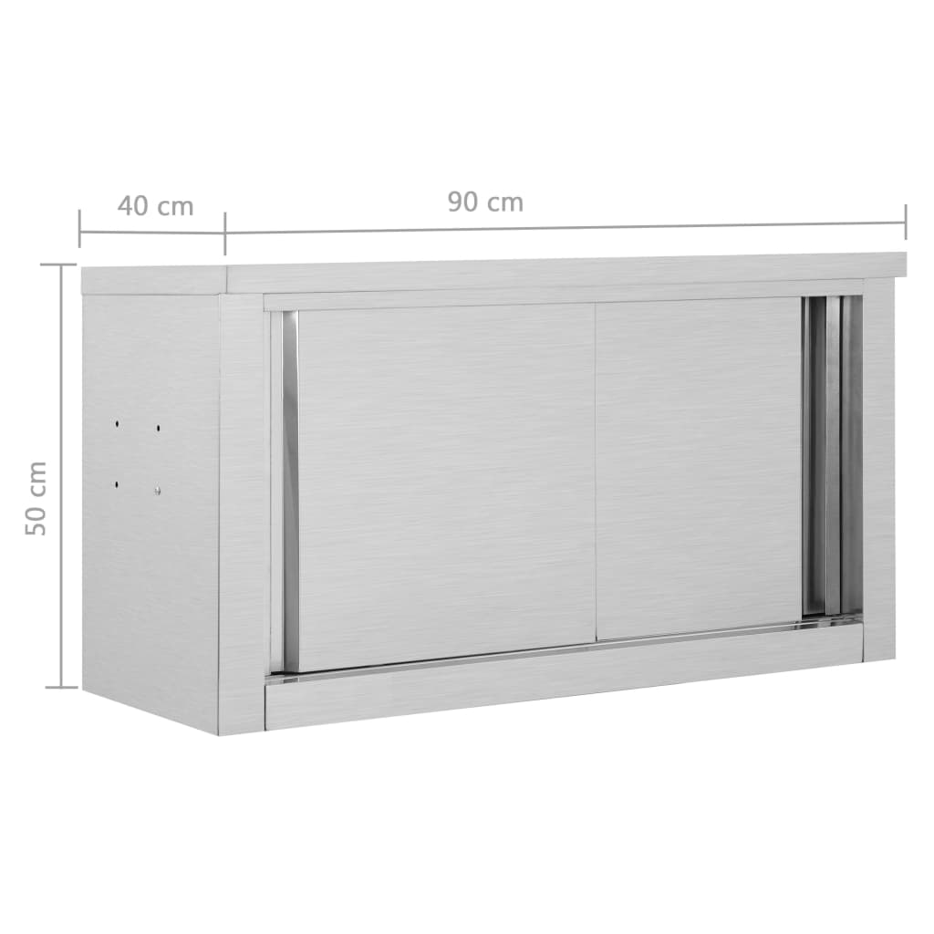 vidaXL Ερμάριο Τοίχου με Συρόμενες Πόρτες 90x40x50 εκ. Ανοξ. Ατσάλι