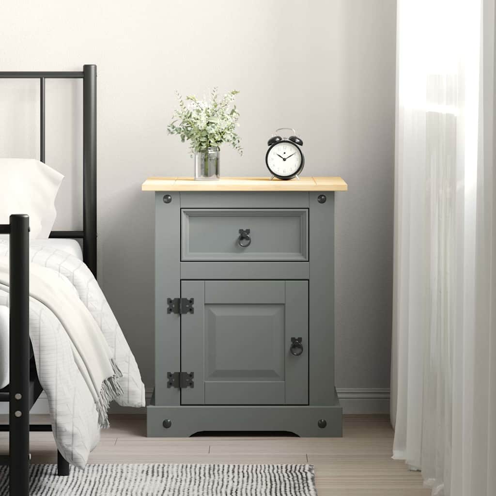 vidaXL Κομοδίνο Μεξικάνικο Στιλ Corona Γκρι 53 x 39 x 67εκ Ξύλο Πεύκου