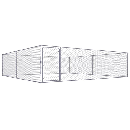 vidaXL Κλουβί Σκύλου Εξωτερικού Χώρου 4 x 4 x 1 μ. Γαλβανισμένο Ατσάλι