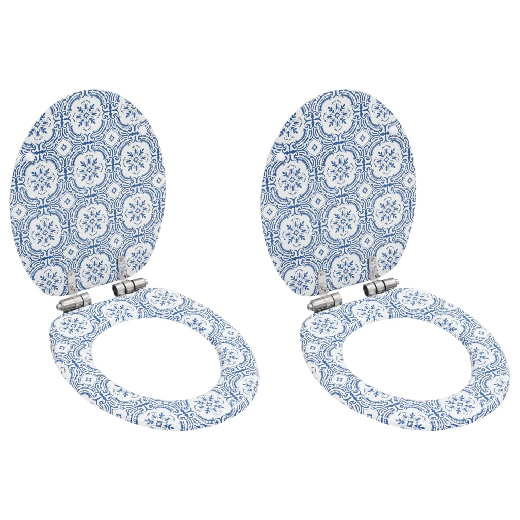 vidaXL Καλύμματα Λεκάνης με Soft Close 2 τεμ. Σχέδιο Πορσελάνη από MDF