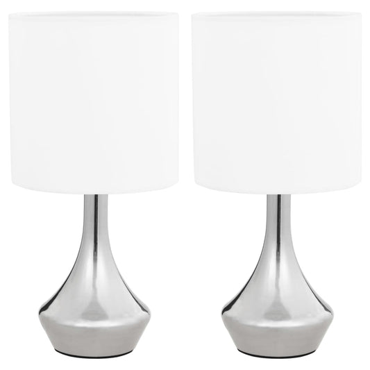 vidaXL Επιτραπέζια Φωτιστικά 2 τεμ. Λευκά Ε14 με Πλήκτρο Αφής