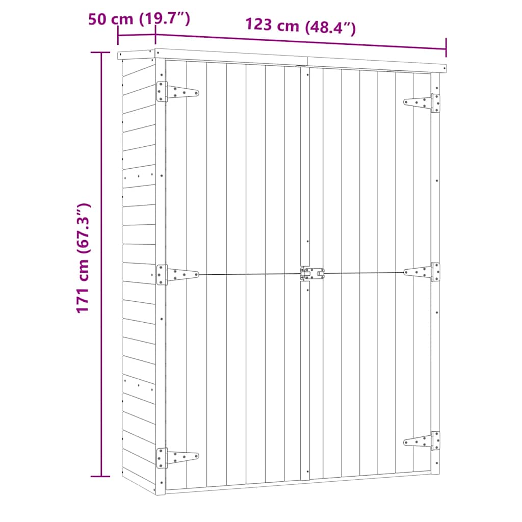 vidaXL Αποθήκη Εργαλείων Κήπου 123x50x171 εκ. Εμποτισμένο Ξύλο Πεύκου
