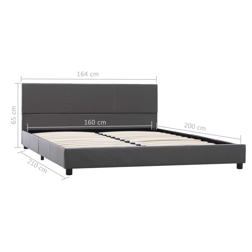 vidaXL Πλαίσιο Κρεβατιού Γκρι 160 x 200 εκ. από Συνθετικό Δέρμα