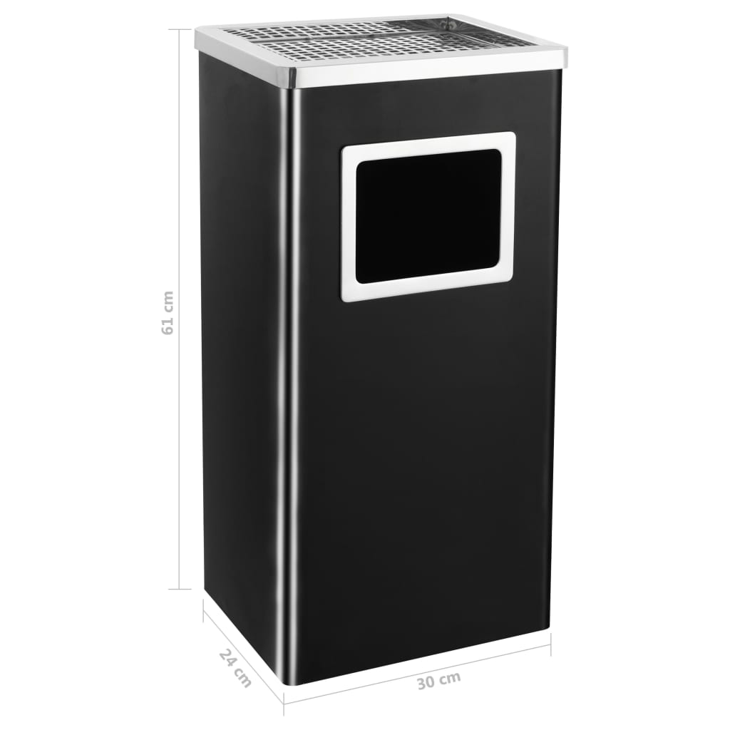 vidaXL Σταχτοδοχείο - Κάδος Δαπέδου Μαύρος 45 Λίτρα από Ατσάλι