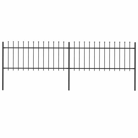vidaXL Φράχτης Κήπου με Κορυφή Δόρυ από Ατσάλι Μαύρος 359 x 80 εκ.