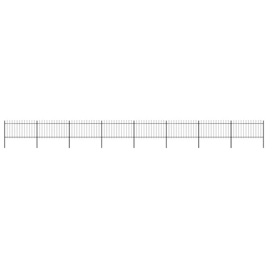 vidaXL Φράχτης Κήπου με Κορυφή Δόρυ Μαύρος Ατσάλινος 1426 x 100 εκ.