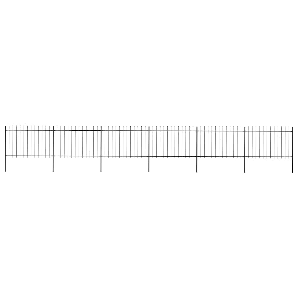 vidaXL Φράχτης Κήπου με Κορυφή Δόρυ από Ατσάλι, Μαύρος 1070x120 εκ.