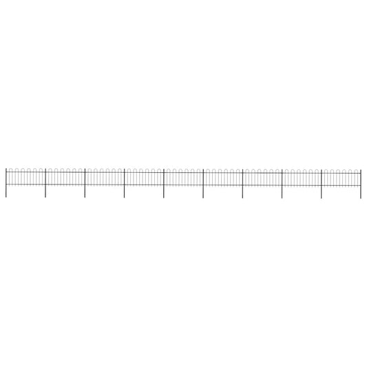 vidaXL Φράχτης Κήπου με Κορυφή από Ατσάλι 1603,5 x 80 εκ. Μαύρος