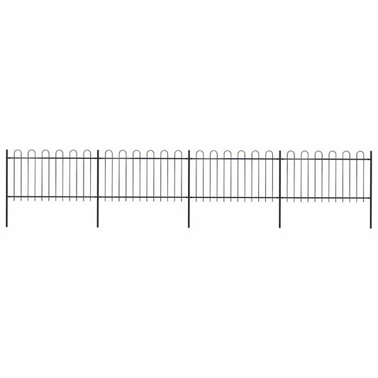 vidaXL Φράχτης Κήπου με Κορυφή από Ατσάλι 714,5 x 100 εκ. Μαύρος