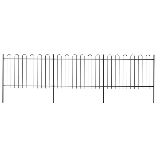 vidaXL Φράχτης Κήπου με Κορυφή από Ατσάλι, Μαύρος 537 x 120 εκ.