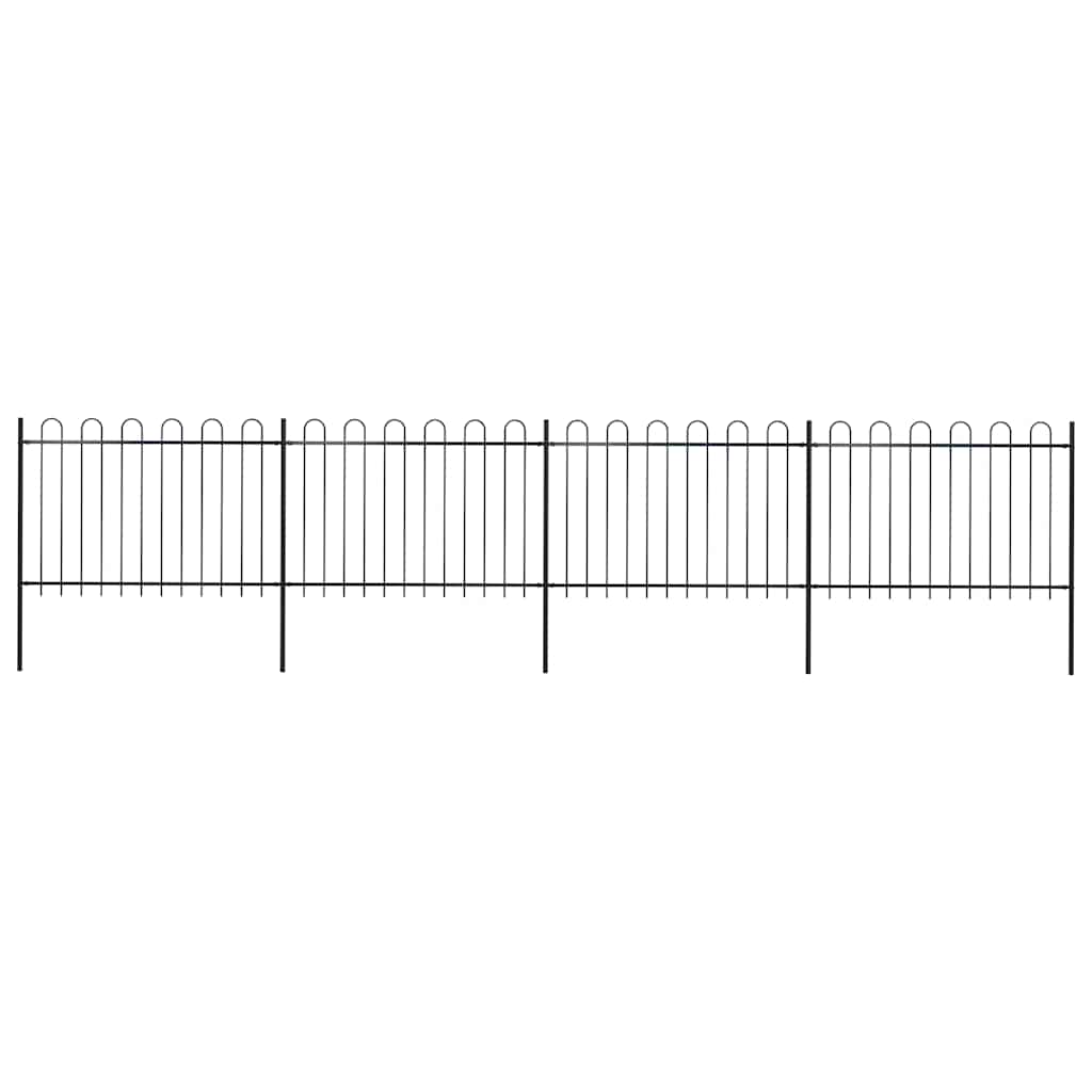 vidaXL Φράχτης Κήπου με Κορυφή από Ατσάλι 714,5 x 120 εκ. Μαύρος