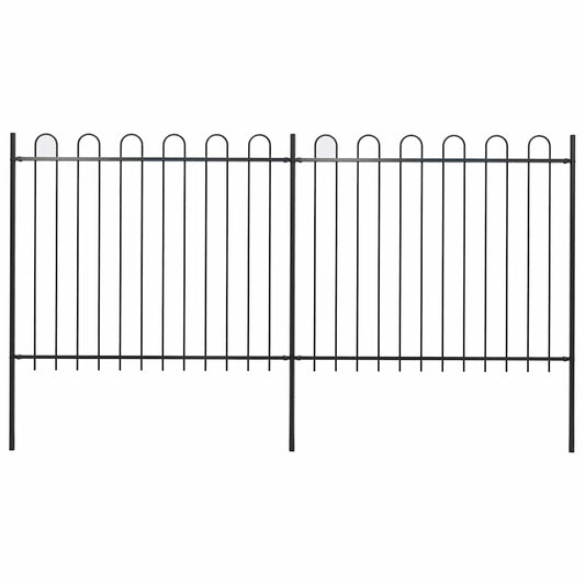 vidaXL Φράχτης Κήπου με Κορυφή από Ατσάλι 359 x 150 εκ. Μαύρος