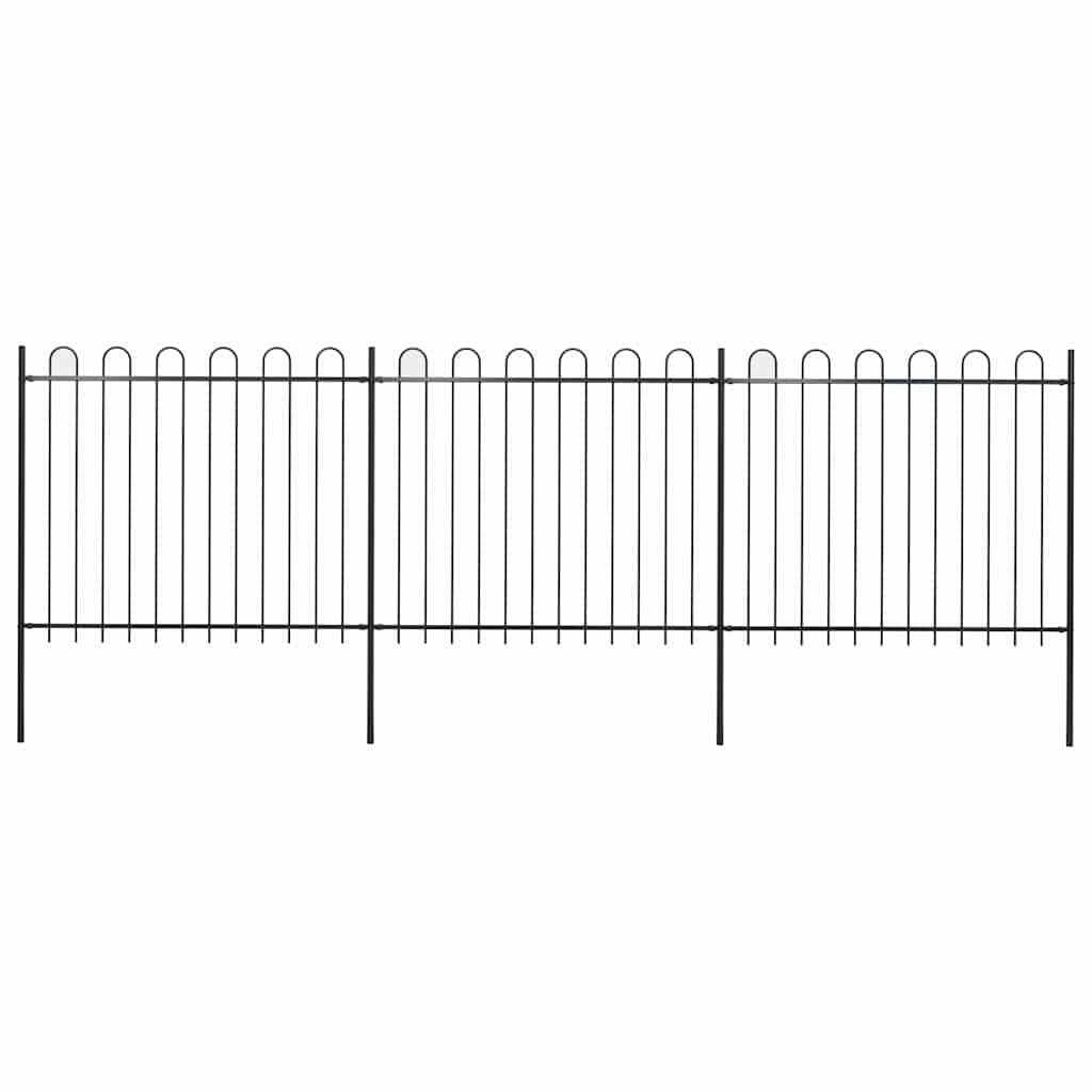 vidaXL Φράχτης Κήπου με Κορυφή από Ατσάλι 537 x 150 εκ. Μαύρος