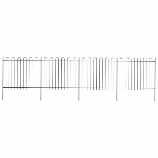 vidaXL Φράχτης Κήπου με Κορυφή από Ατσάλι 714,5 x 150 εκ. Μαύρος
