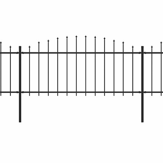 vidaXL Φράχτης Κήπου με Κορυφή Δόρυ από Ατσάλι 892,5x75 εκ. Μαύρος