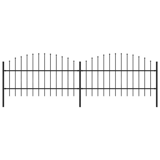 vidaXL Φράχτης Κήπου με Κορυφή Δόρυ Μαύρος Ατσάλινος 359 x 100 εκ.
