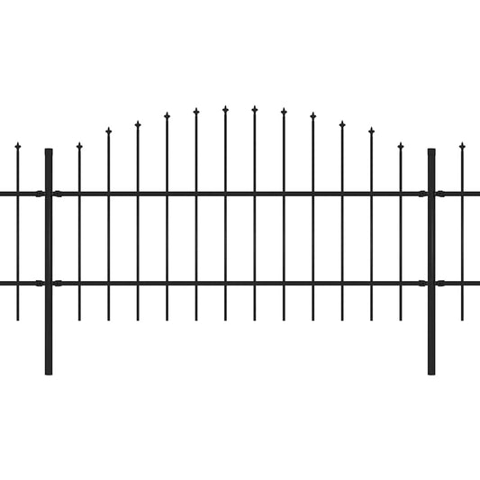 vidaXL Φράχτης Κήπου με Κορυφή Δόρυ από Ατσάλι, Μαύρος 1070 x 100 εκ.