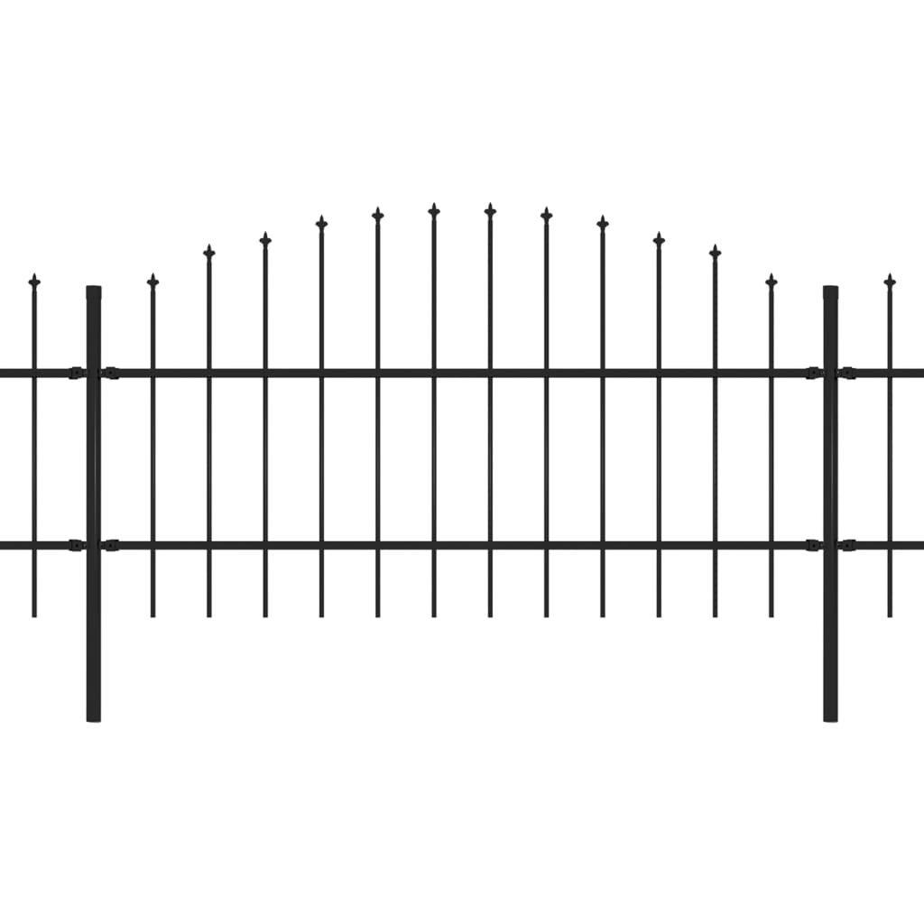 vidaXL Κάγκελα Περίφραξης με Λόγχες Μαύρα (0,75-1) x 11,9 μ. Ατσάλινα