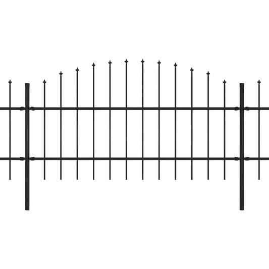 vidaXL Κάγκελα Περίφραξης με Λόγχες Μαύρα (0,75-1) x 11,9 μ. Ατσάλινα