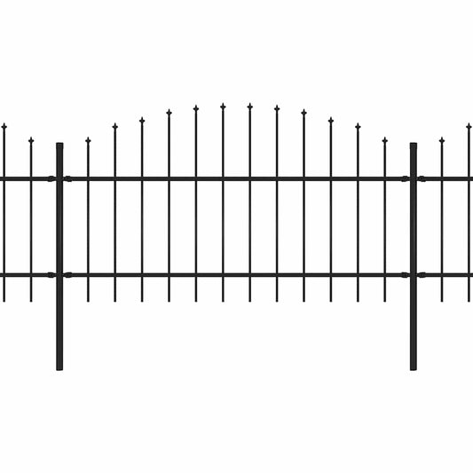 vidaXL Φράχτης Κήπου με Κορυφή Δόρυ Μαύρος Ατσάλινος 537 x 125 εκ.
