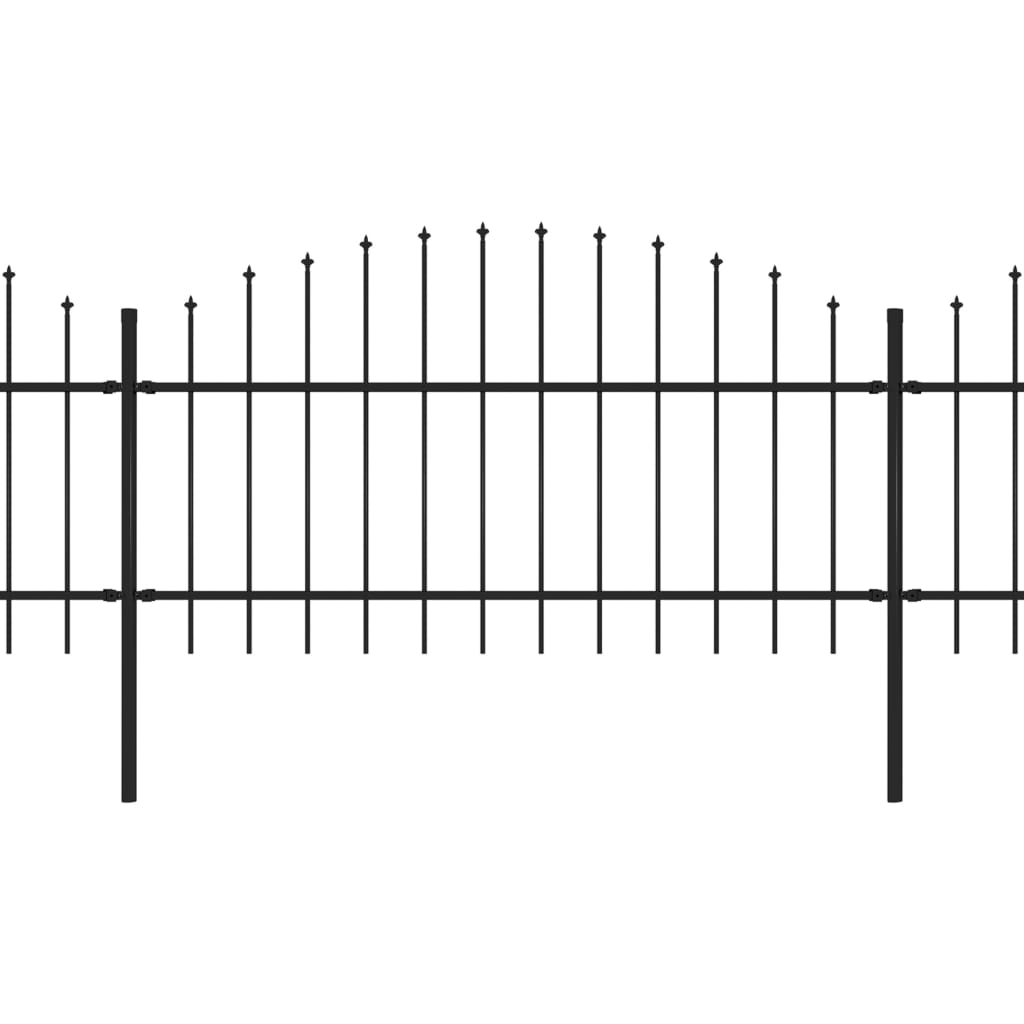 vidaXL Κάγκελα Περίφραξης με Λόγχες Μαύρα (1-1,25) x 15,3 μ. Ατσάλινα