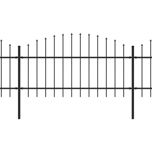 vidaXL Κάγκελα Περίφραξης με Λόγχες Μαύρα (1-1,25) x 15,3 μ. Ατσάλινα