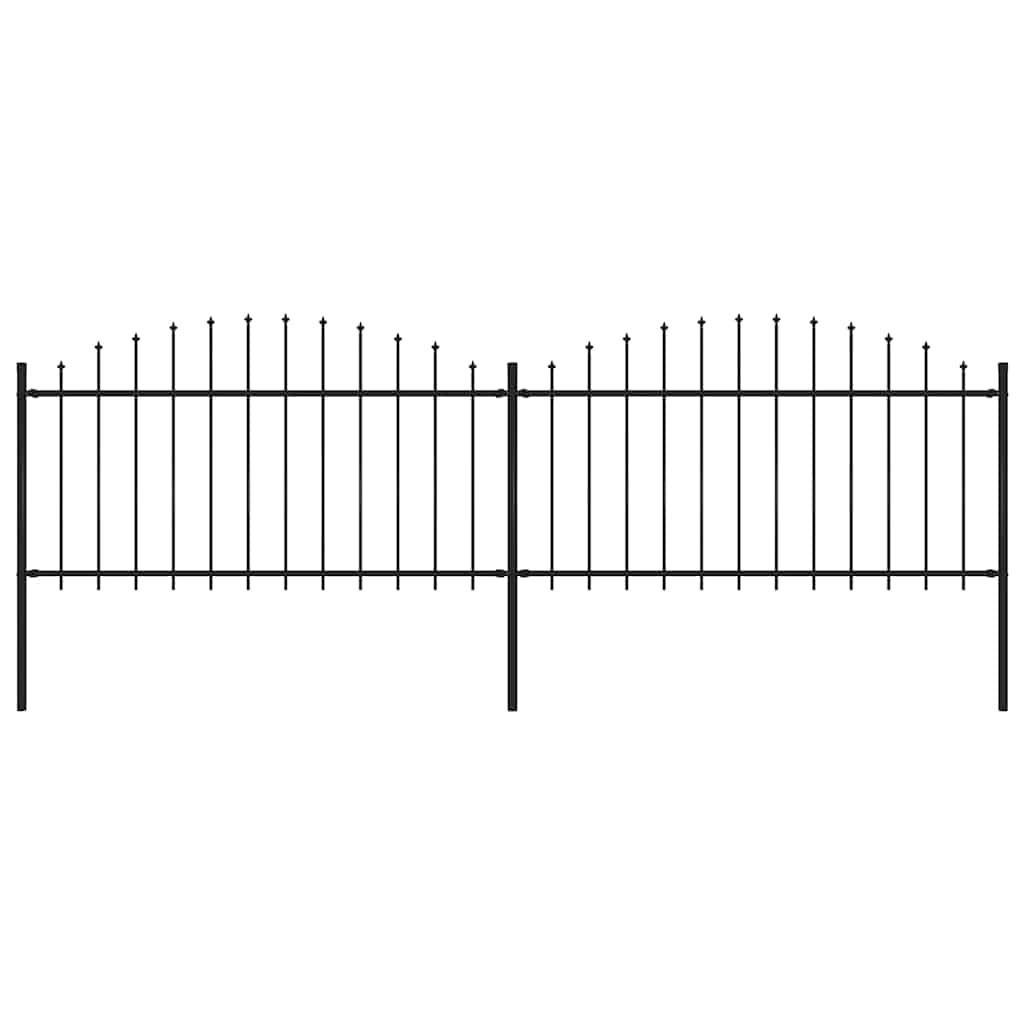 vidaXL Φράχτης Κήπου με Κορυφή Δόρυ Μαύρος Ατσάλινος 359 x 150 εκ.
