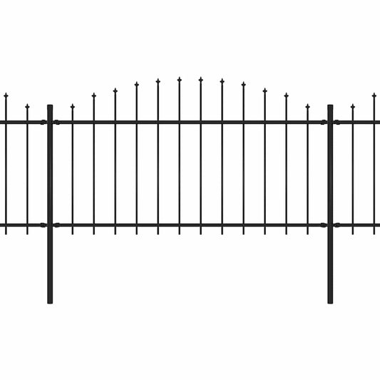 vidaXL Φράχτης Κήπου με Κορυφή Δόρυ από Ατσάλι 892,5 x 150 εκ. Μαύρος