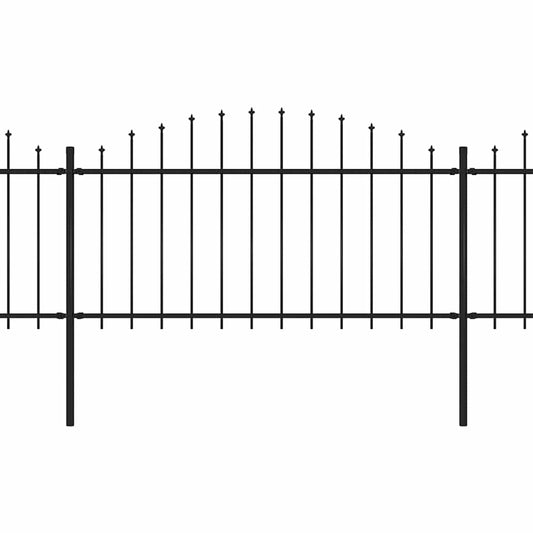 vidaXL Φράχτης Κήπου με Κορυφή Δόρυ Μαύρος Ατσάλινος 1426 x 150 εκ.