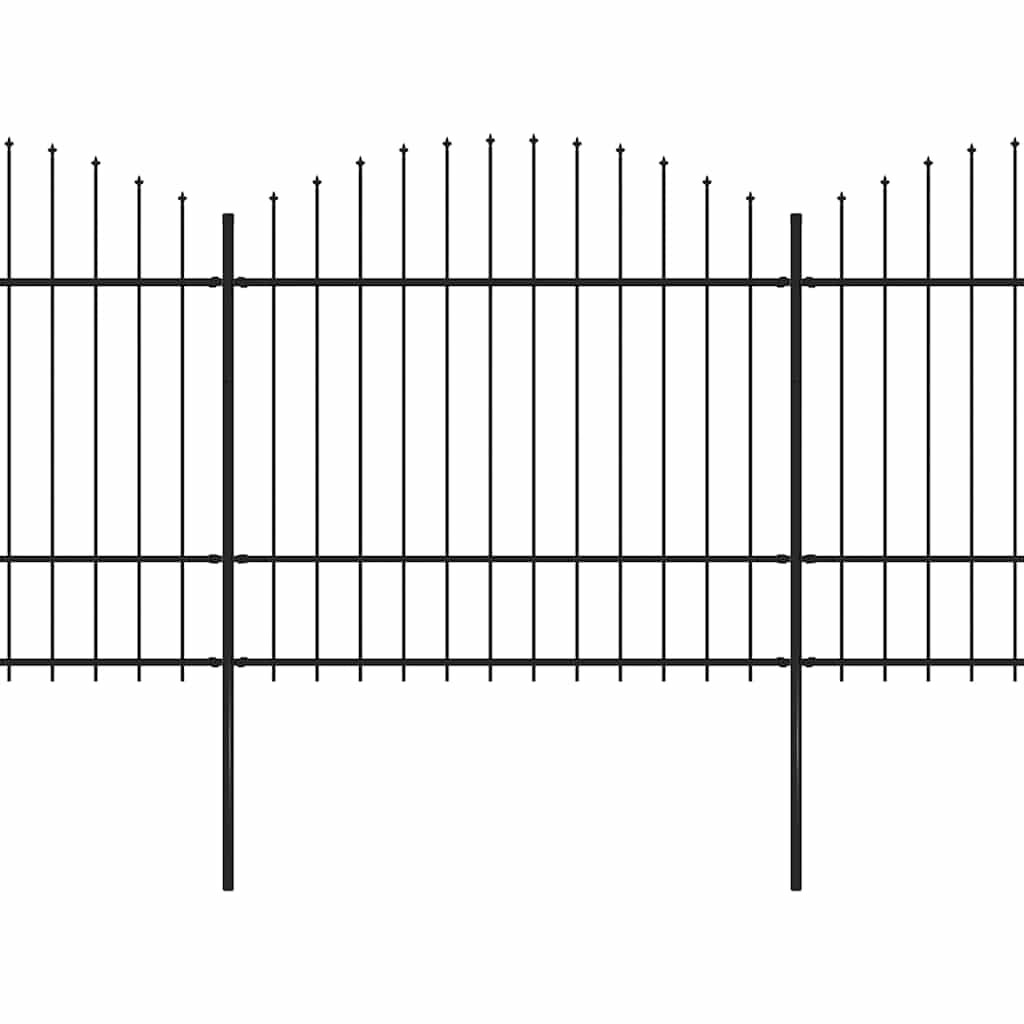 vidaXL Φράχτης Κήπου με Κορυφή Δόρυ Μαύρος Ατσάλινος 714,5 x 175 εκ.