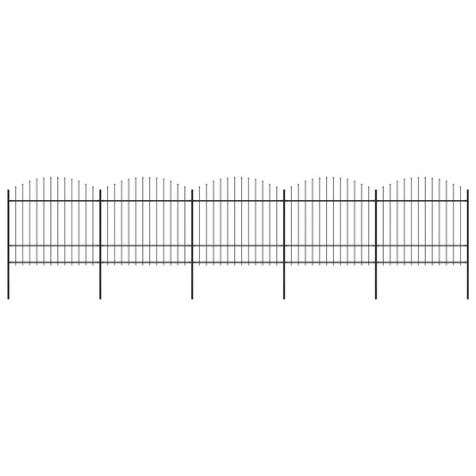 vidaXL Κάγκελα Περίφραξης με Λόγχες Μαύρα (1,5-1,75) x 8,5 μ. Ατσάλινα