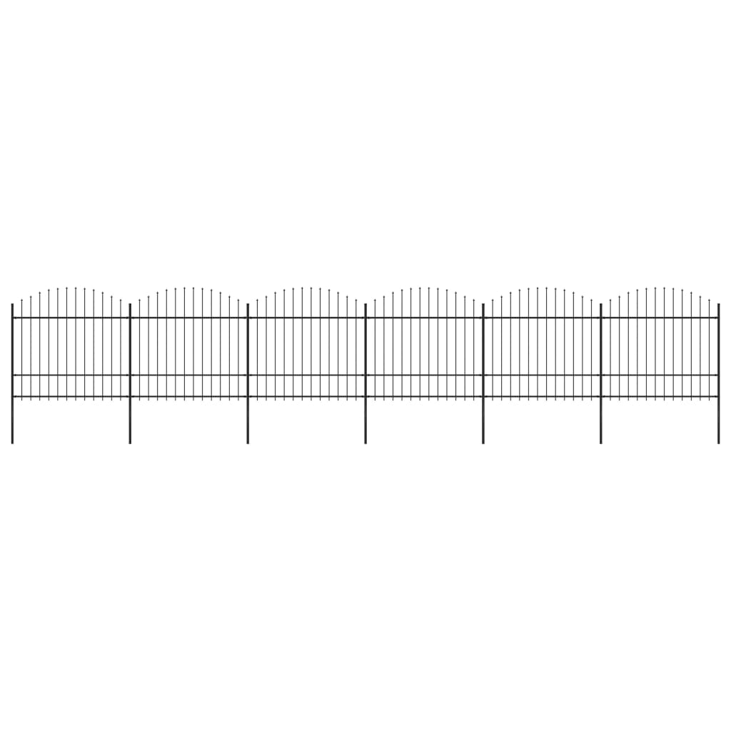 vidaXL Κάγκελα Περίφραξης με Λόγχες Μαύρα (1,5-1,75)x10,2 μ. Ατσάλινα