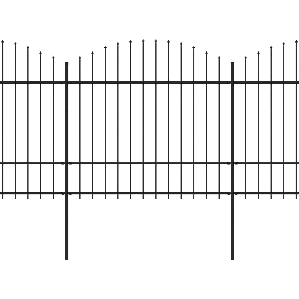 vidaXL Κάγκελα Περίφραξης με Λόγχες Μαύρα (1,5-1,75)x11,9 μ. Ατσάλινα