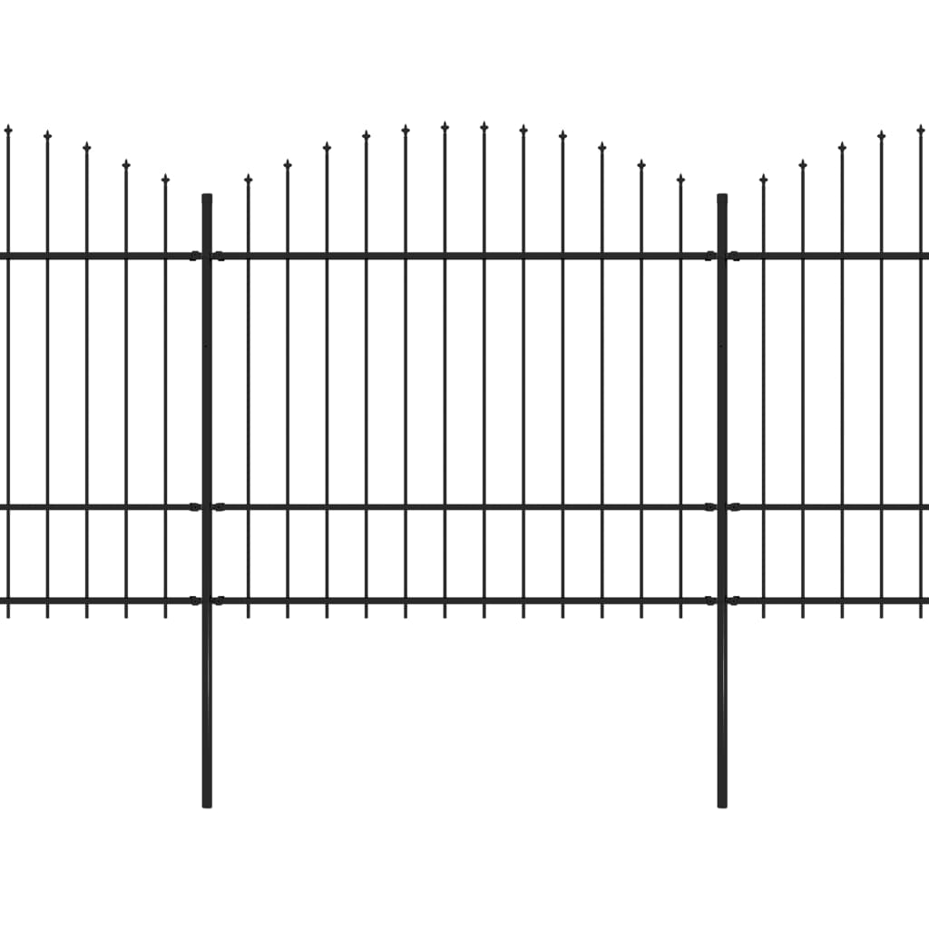 vidaXL Κάγκελα Περίφραξης με Λόγχες Μαύρα (1,5-1,75)x13,6 μ. Ατσάλινα