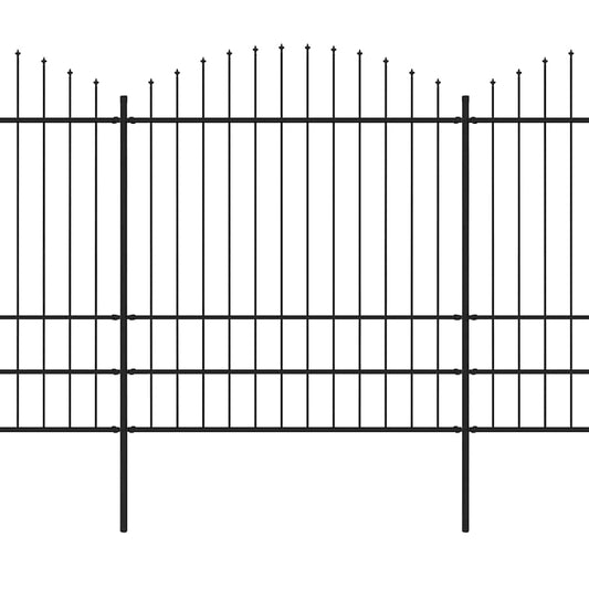 vidaXL Φράχτης Κήπου με Κορυφή Δόρυ Μαύρος Ατσάλινος 359 x 200 εκ.