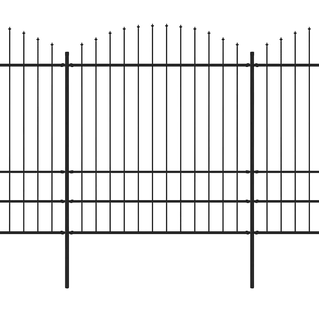 vidaXL Φράχτης Κήπου με Κορυφή Δόρυ Μαύρος Ατσάλινος 1070 x 200 εκ.