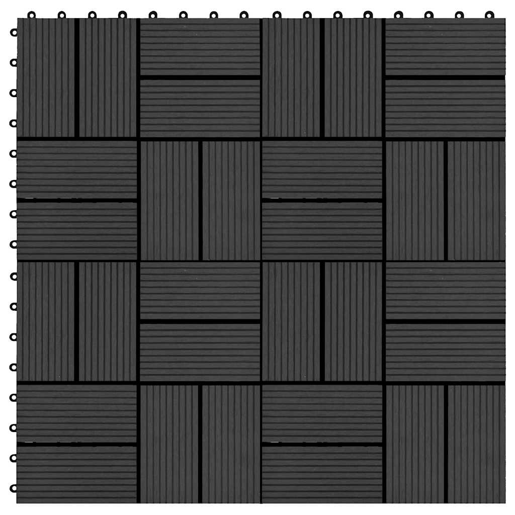 vidaXL Πλακάκια Deck 22 τεμ. Μαύρα 30 x 30 εκ. 2 μ² από WPC