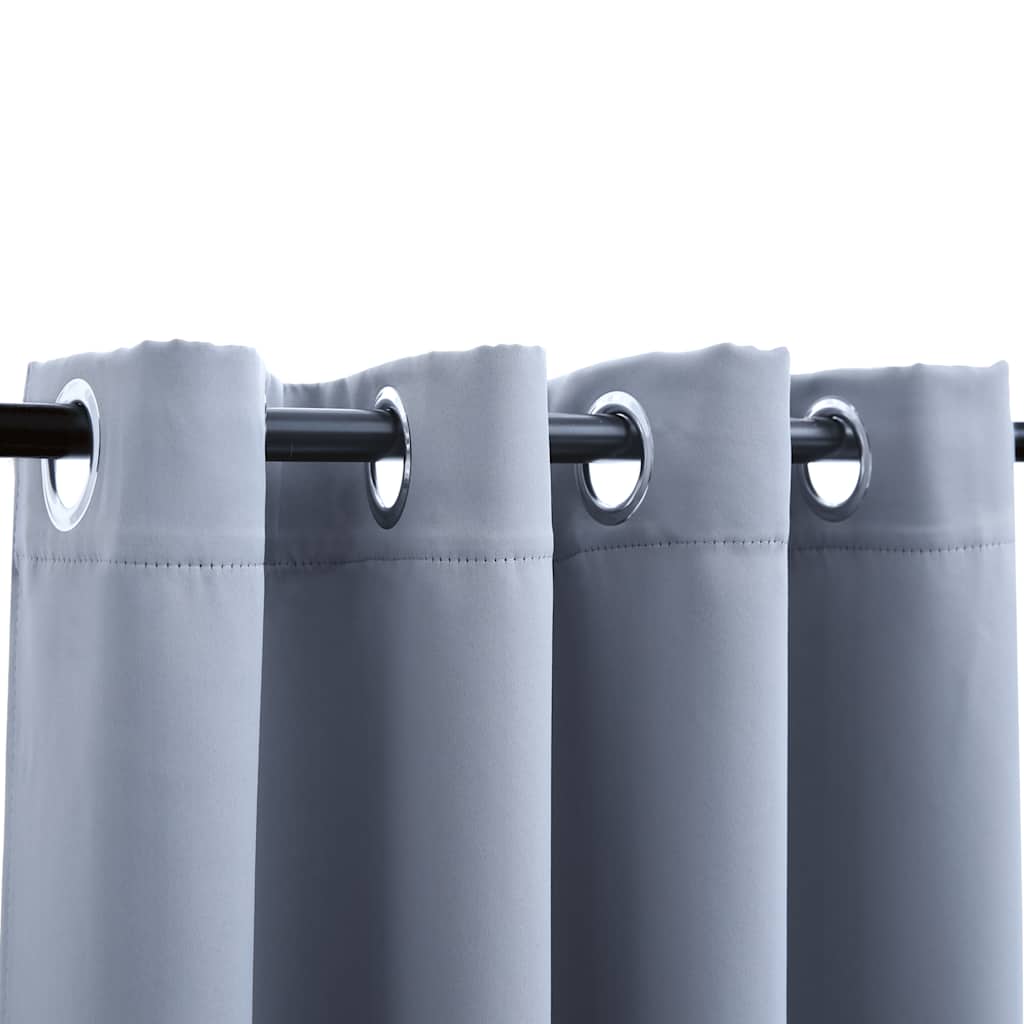 vidaXL Κουρτίνες Συσκότισης Μεταλ. Κρίκοι 2 τεμ. Γκρι 140x175 εκ.