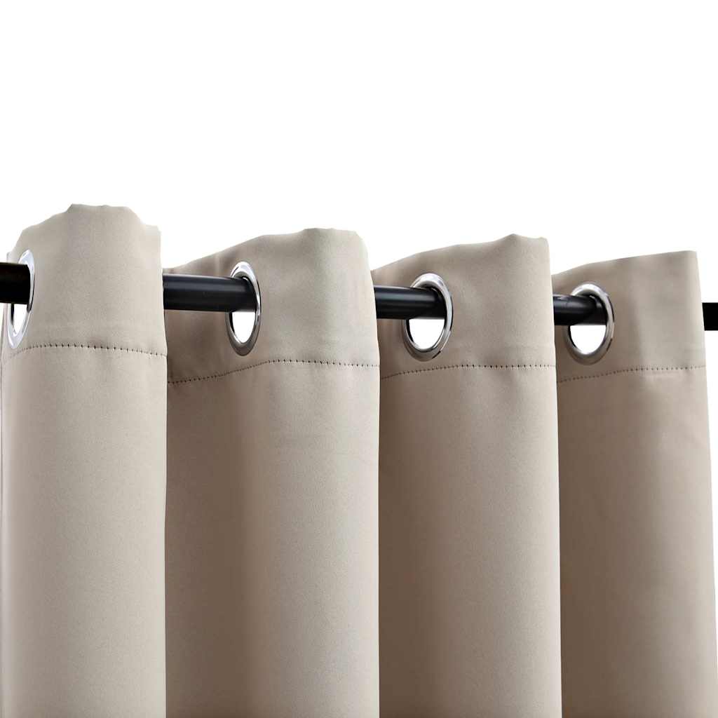 vidaXL Κουρτίνες Συσκότισης Μεταλ. Κρίκοι 2 τεμ. Μπεζ 140x175 εκ.