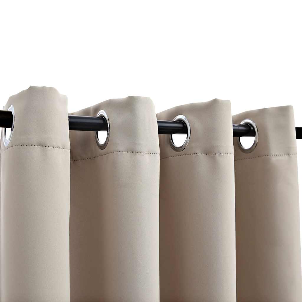 vidaXL Κουρτίνα Συσκότισης με Μεταλλικούς Κρίκους Μπεζ 290 x 245 εκ.