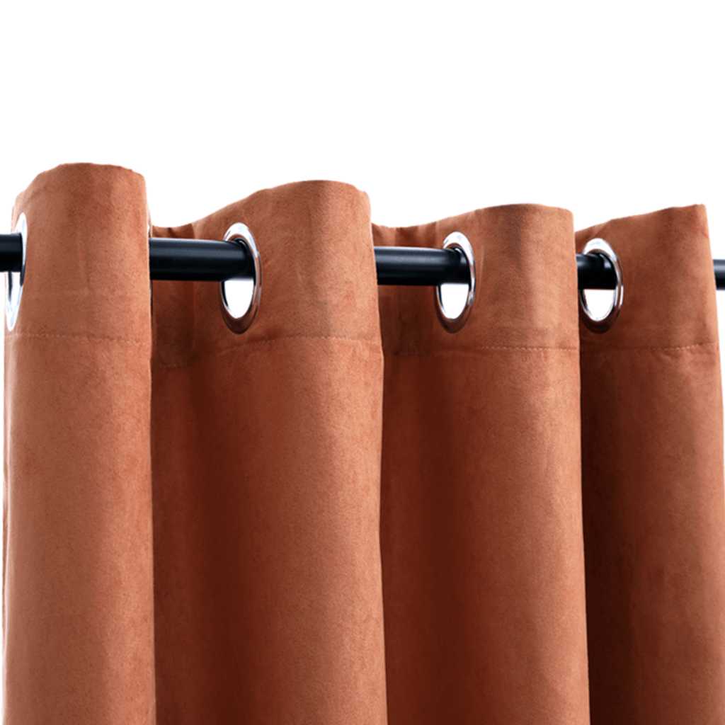 vidaXL Κουρτίνες Συσκότισης Μεταλ. Κρίκοι 2 τεμ. Κεραμιδί 140x225 εκ.