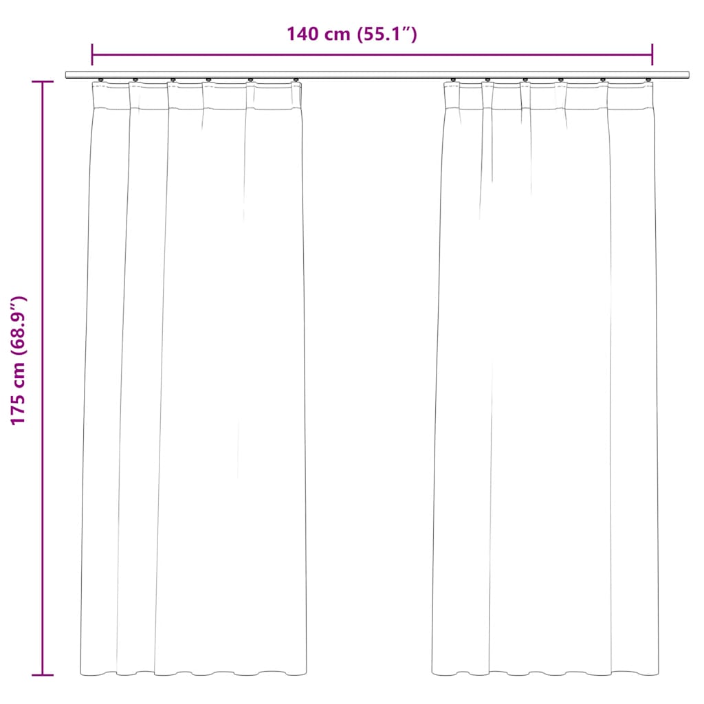 vidaXL Κουρτίνες Συσκότισης με Γάντζους 2 τεμ. Μπεζ 140x175 εκ Βελούδο