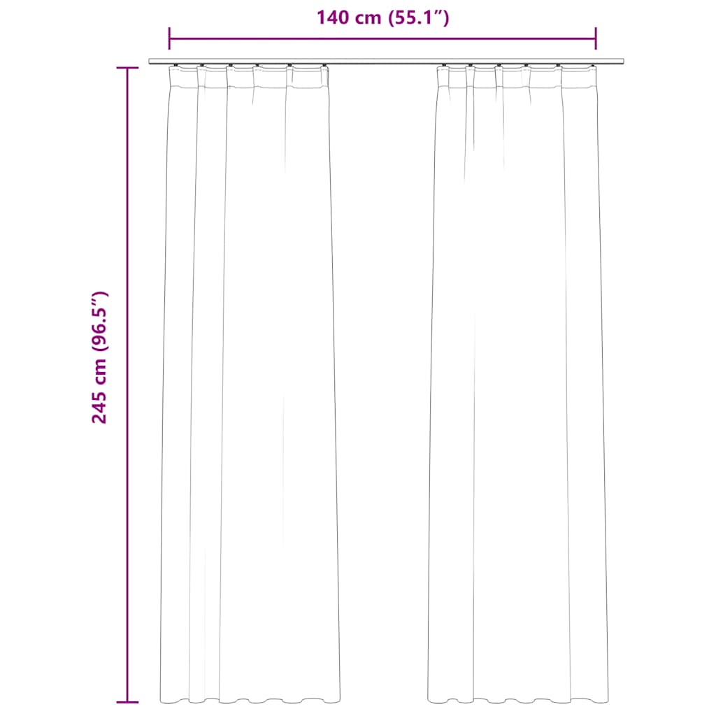 vidaXL Κουρτίνες Συσκότ. Γάντζοι 2 τεμ. Σκούρο Μπλε 140x245 εκ Βελούδο