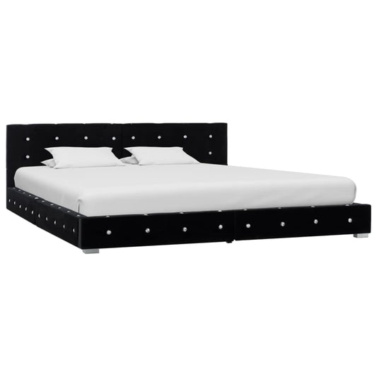 vidaXL Κρεβάτι Μαύρο 180 x 200 εκ. Βελούδινο με Στρώμα Αφρού Μνήμης