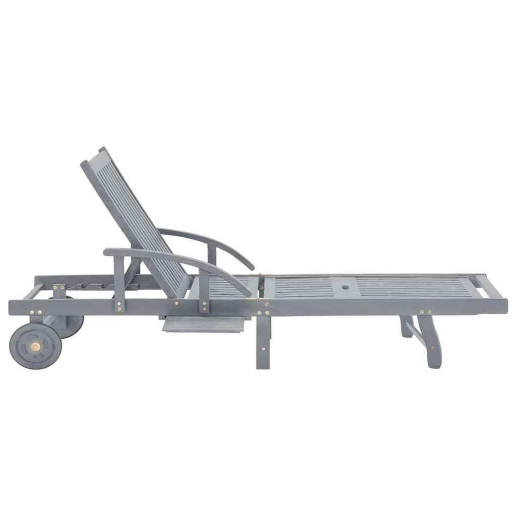 vidaXL Ξαπλώστρα Κήπου Γκρι από Μασίφ Ξύλο Ακακίας