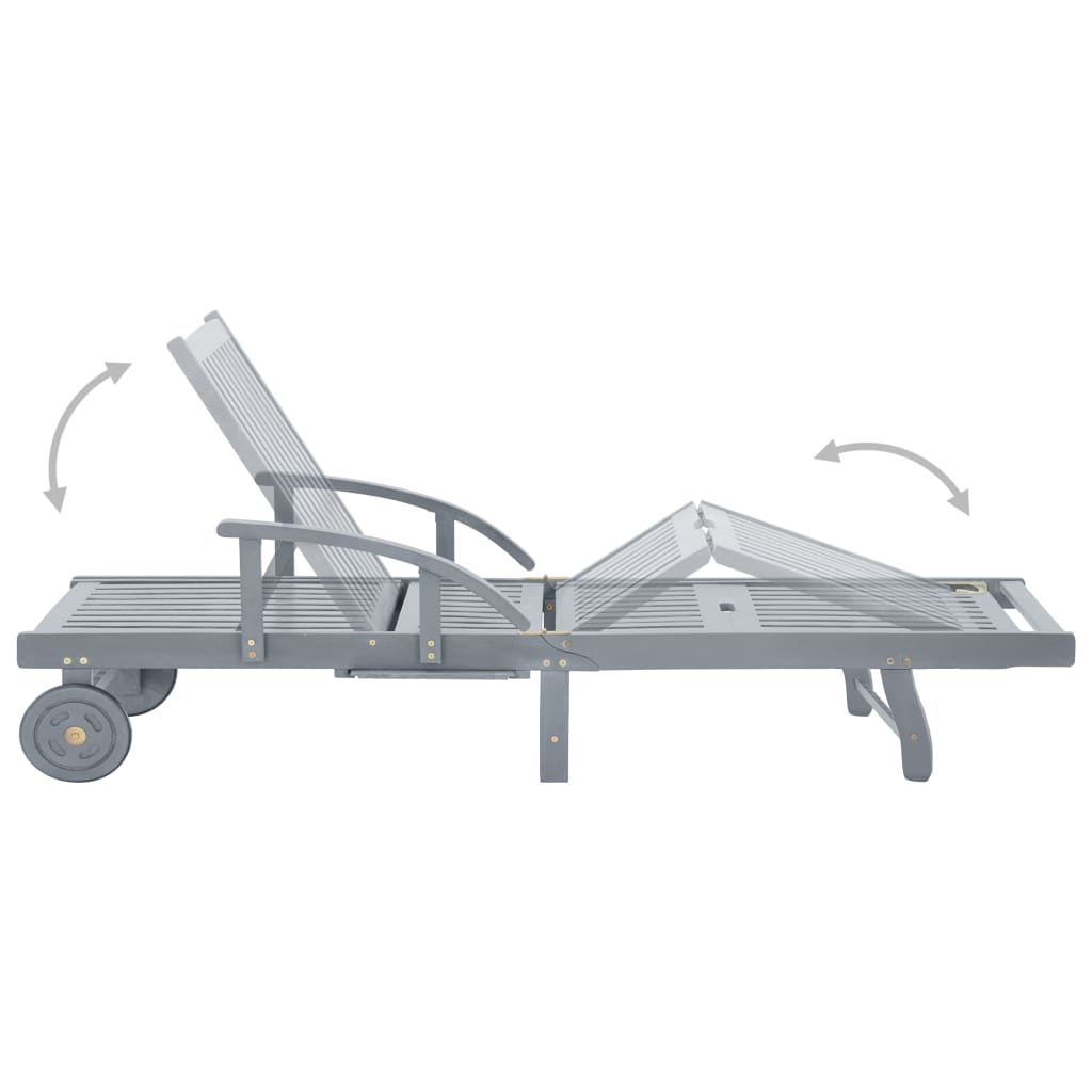 vidaXL Ξαπλώστρα Κήπου Γκρι από Μασίφ Ξύλο Ακακίας